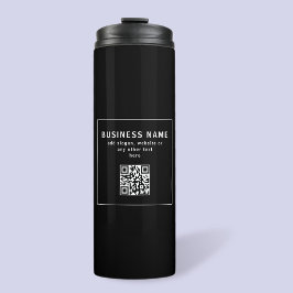 Garrafa Térmica Carregar código QR ou logotipo | Preto Moderno