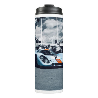Garrafa Térmica Carro de corrida azul e laranja