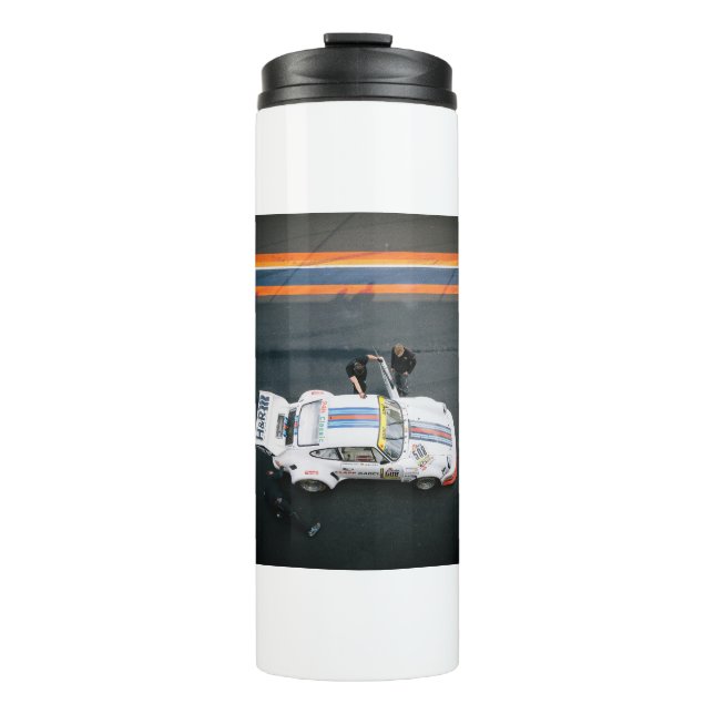 Garrafa Térmica Carro de corrida clássico branco (Frente)