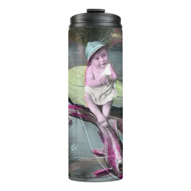 Garrafa Térmica Cartão postal francês de abril Vintage (Frente)