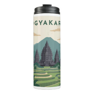 Garrafa Térmica Cartaz de Viagem Yogyakarta Indonésia