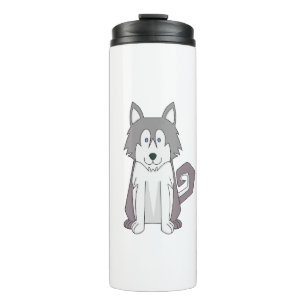 Garrafa Térmica Cartoon de Cachorro Incrível Husky Siberiano