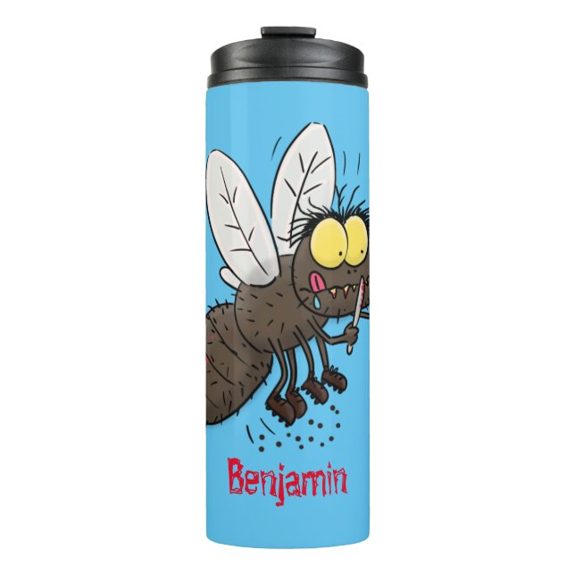 Garrafa Térmica Cartoon engraçado de mosca de cavalo inseto (Frente)