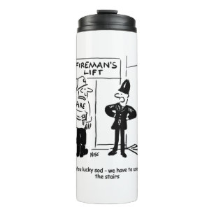 Garrafa Térmica Cartoon Engraçado Firefighter and Policeman
