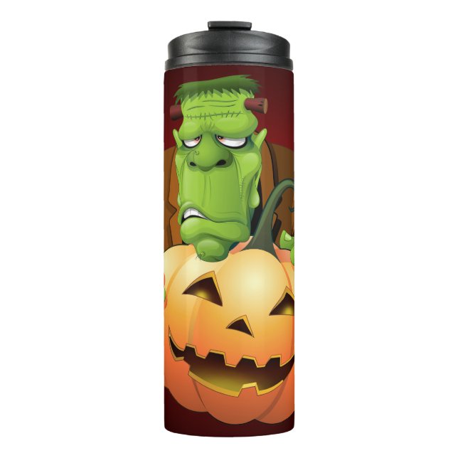 Garrafa Térmica Cartoon Frankenstein Monster com Pumpkin (Frente)