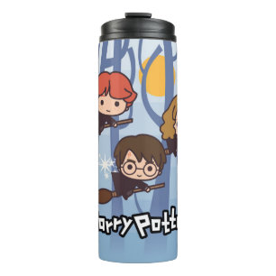 Garrafa Térmica Cartoon Harry, Ron E Hermione Voando Em Woods