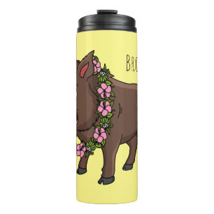 Garrafa Térmica Cartoon selvagem e flores