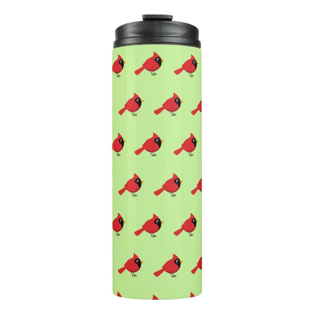 Garrafa Térmica Cartoon Vermelho Bonito com Flores (Frente)