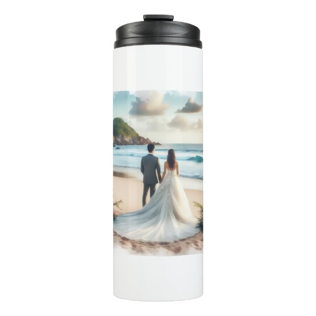 Garrafa Térmica Casais de Praia de Casamento (Frente)
