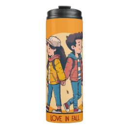 Garrafa Térmica Casal com as mãos caminhando juntas no outono