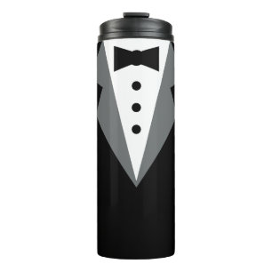 Garrafa Térmica Casamento de Tuxedo Formal Branco Negro