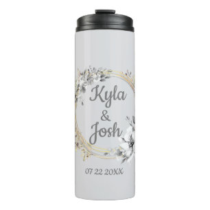 Garrafa Térmica Casamento Personalizado por Wreath Floral Elegante