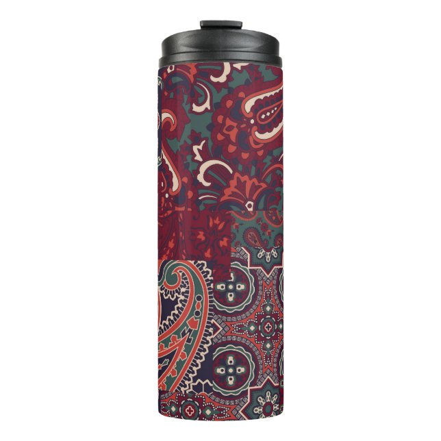 Garrafa Térmica Cashmere Paisley Silk: Patchwork de Abstrato Vinta (Frente)