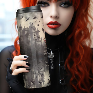 Garrafa Térmica Castelo de Vampiro de Dracula Vintage Gótica Hallo