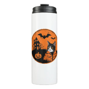 Garrafa Térmica Cat Halloween Art 2024 Kitten Cats Men Women Kids