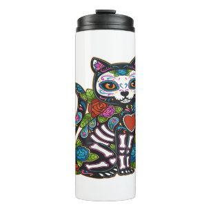 Garrafa Térmica Cat Sugar Skull México Calavera Dia De Los Muertos