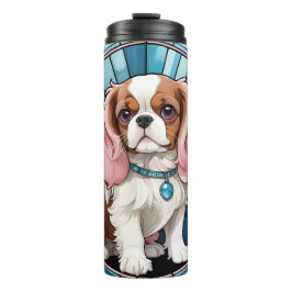 Garrafa Térmica Cavalier Cute King Charles Pastel StainGlass