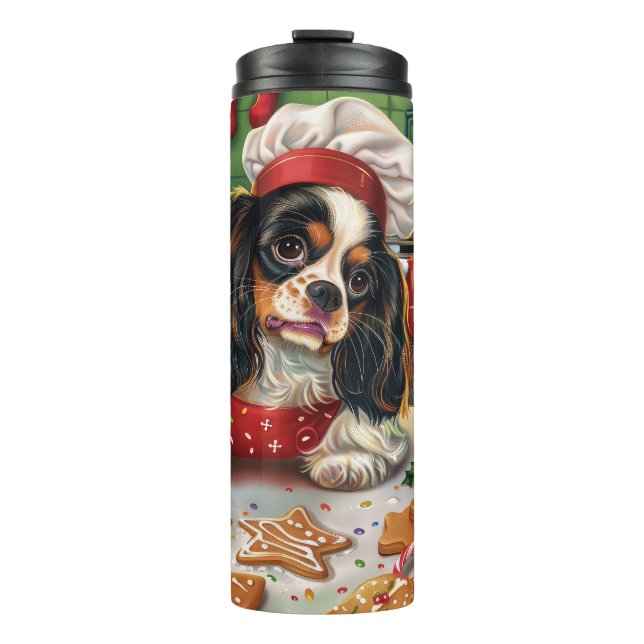 Garrafa Térmica Cavalier King Charles Spaniel Assando Natal (Frente)