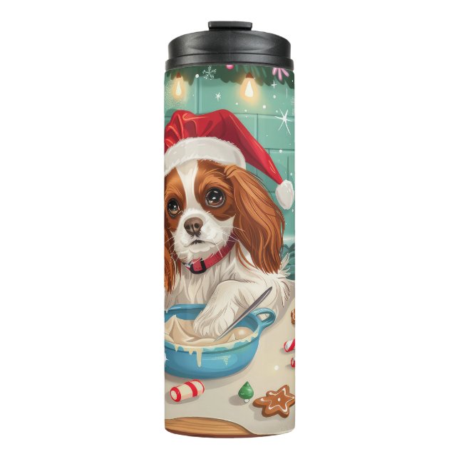 Garrafa Térmica Cavalier King Charles Spaniel Assando Natal (Frente)