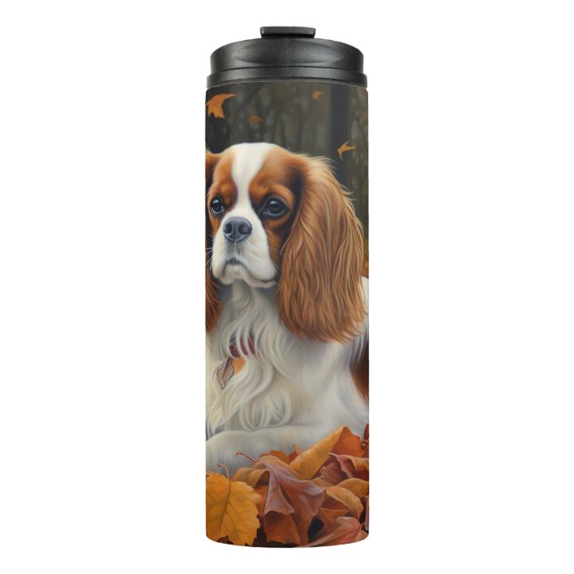 Garrafa Térmica Cavalier King no Outono Folhas Caem Inspiram (Frente)