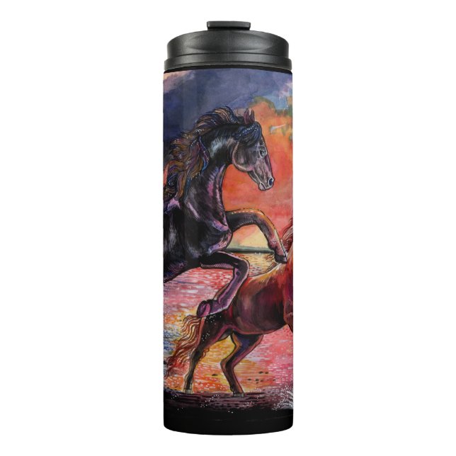 Garrafa Térmica Cavalos de Aquarelas do Céu Sem Fim (Frente)