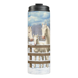 Garrafa Térmica Cavalos Do Quarto Branco Na Neve