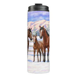 Garrafa Térmica Cavalos Do Quarto De Baía De Brown Em Neve