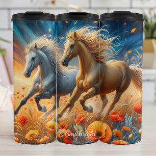 Garrafa Térmica Cavalos Galopantes Poppies Raios