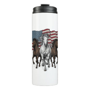 Garrafa Térmica Cavalos Patrióticos Vintage em Corrida Design Veto