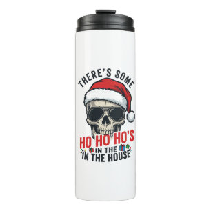 Garrafa Térmica Caveira de Natal Ho Ho Ho Humor Design