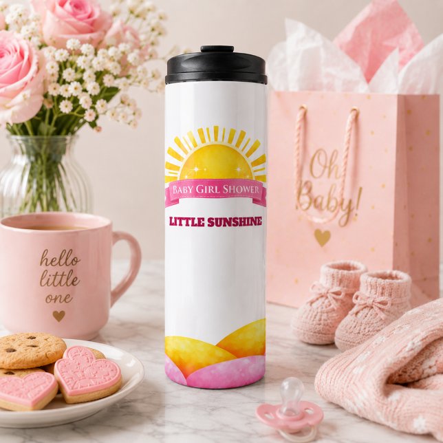 Garrafa Térmica Celebração Moderna de Chá de Bebê com Rosa Choque  (Criador carregado)