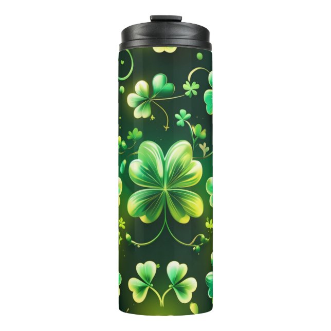 GARRAFA TÉRMICA  CÉLULAS DE SHAMROCKS CELTICOS VERDES IRLANDESES (Frente)