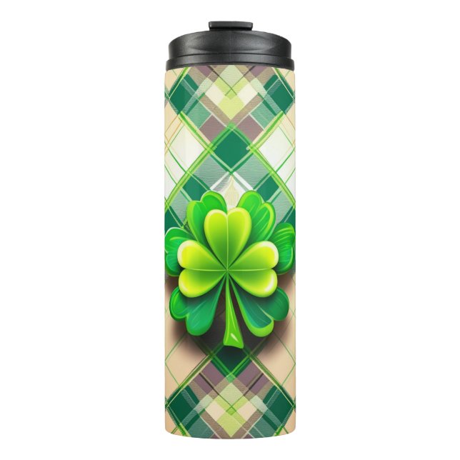 GARRAFA TÉRMICA  CÉLULAS DE SHAMROCKS CELTICOS VERDES IRLANDESES (Frente)