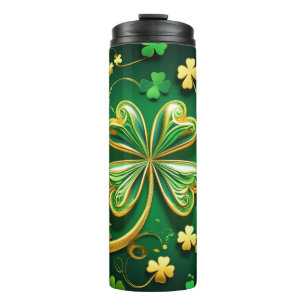 GARRAFA TÉRMICA CÉLULAS DE SHAMROCKS CELTICOS VERDES IRLANDESES