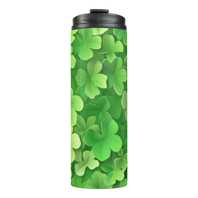 GARRAFA TÉRMICA  CÉLULAS DE SHAMROCKS CELTICOS VERDES IRLANDESES (Frente)