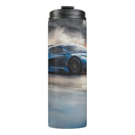 Garrafa Térmica Cena de Corrida Urbana Azul Dinâmica