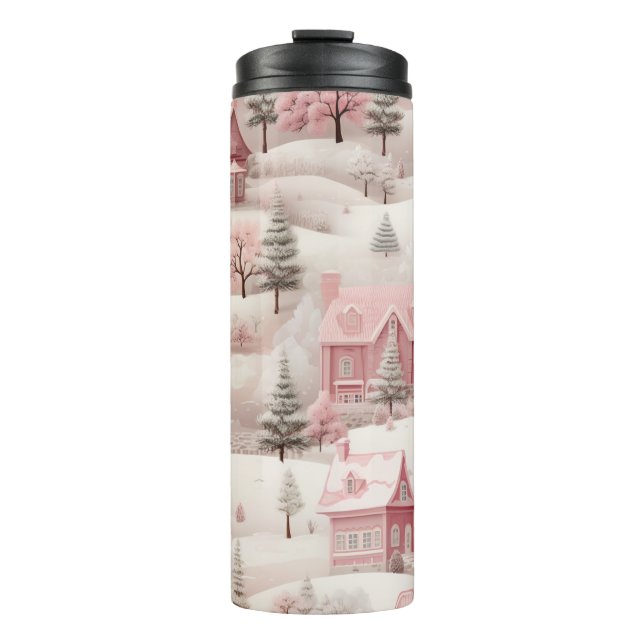 GARRAFA TÉRMICA  CENA DE INVERNO DE NATAL ROSA PASTEL (Frente)