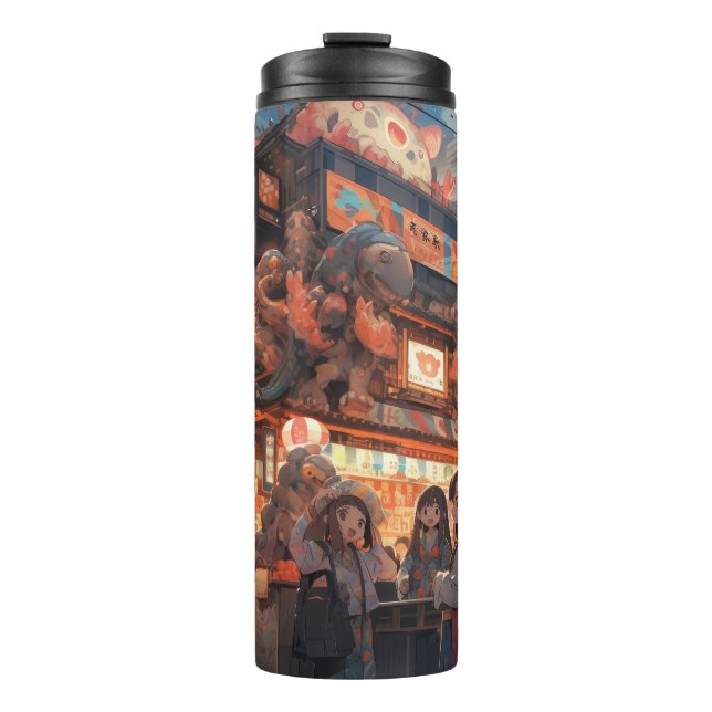 Garrafa Térmica Cena de Mercado Animo Manga Cute Inspirou Tumbler (Frente)