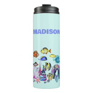 Garrafa Térmica Cena de Vida Personalizada do Mar