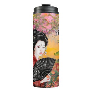 Garrafa Térmica Cena Japonesa Com Mulher