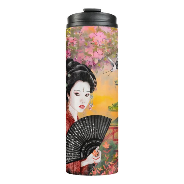Garrafa Térmica Cena Japonesa Com Mulher (Frente)
