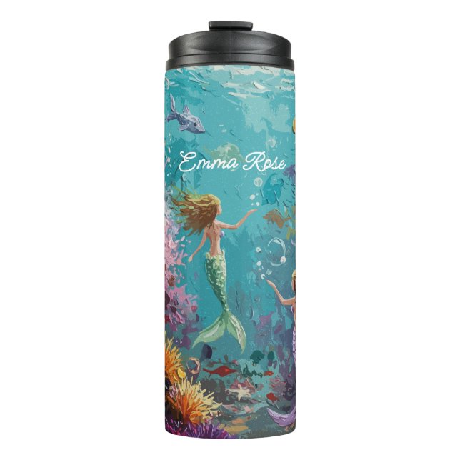 Garrafa Térmica Cena Subaquática da Sereia Encantada (Frente)