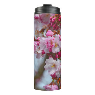 Garrafa Térmica Cereja rosa floresce