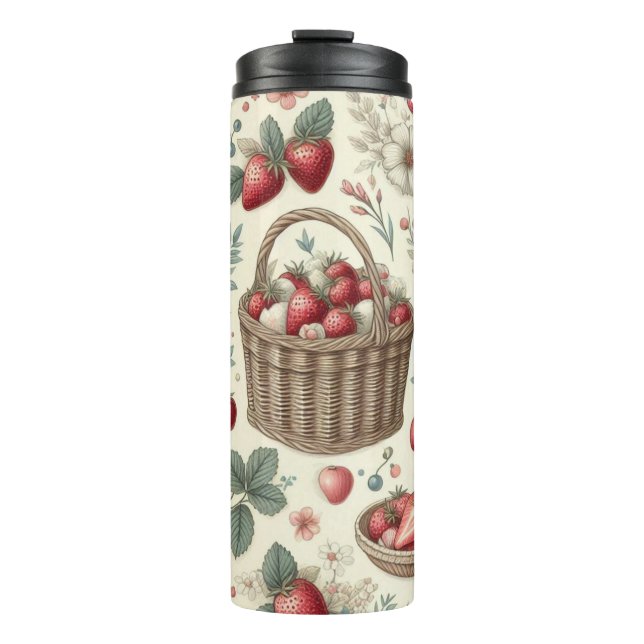 Garrafa Térmica Cesta de Frutas Gingham Diversão (Frente)