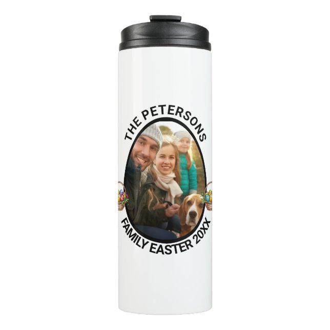 Garrafa Térmica Cesta de Ovos de Páscoa com Foto Personalizada da  (Frente)