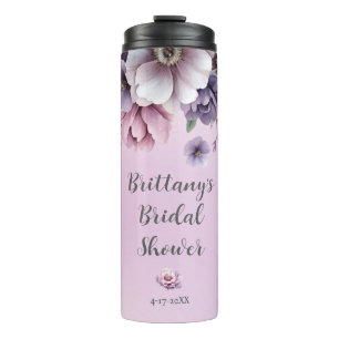 Garrafa Térmica Chá de Bebê Lavanda Floral Aquarela