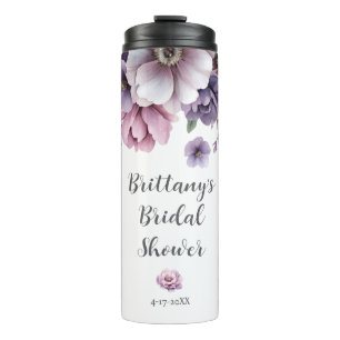 Garrafa Térmica Chá de Bebê Lavanda Floral Aquarela