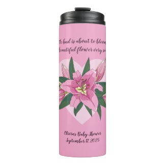 Garrafa Térmica Chá de fraldas de lírios cor-de-rosa