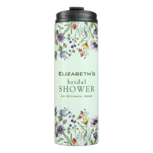 Garrafa Térmica Chá de Noiva Floral de Flores Silvestres Coloridas