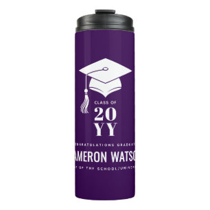 Garrafa Térmica Chapéu de Graduação Moderno Personalizado e Borla